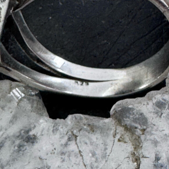 Sterling Southwestern Style Teardrop Moroccan Seam Agate Ring S 6.5 For Women - Picture 6 of 10